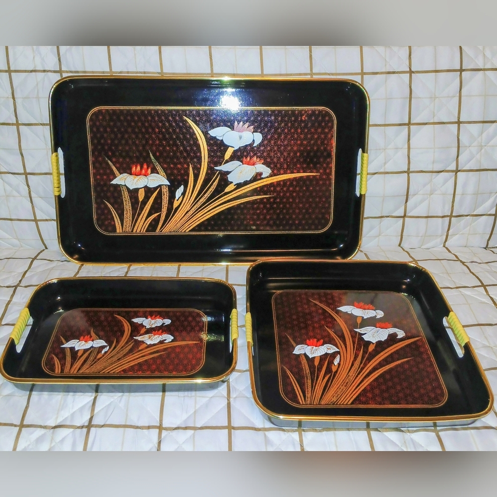 Floral Design 🌼🌸 Three Tray Serving SET 🌸🌼 By APEX Products